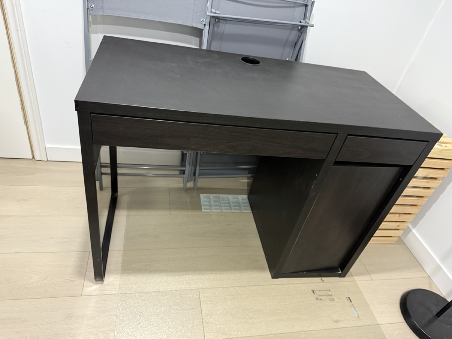 Dark Brown Desk with Drawer and Cable Hole - photo 2