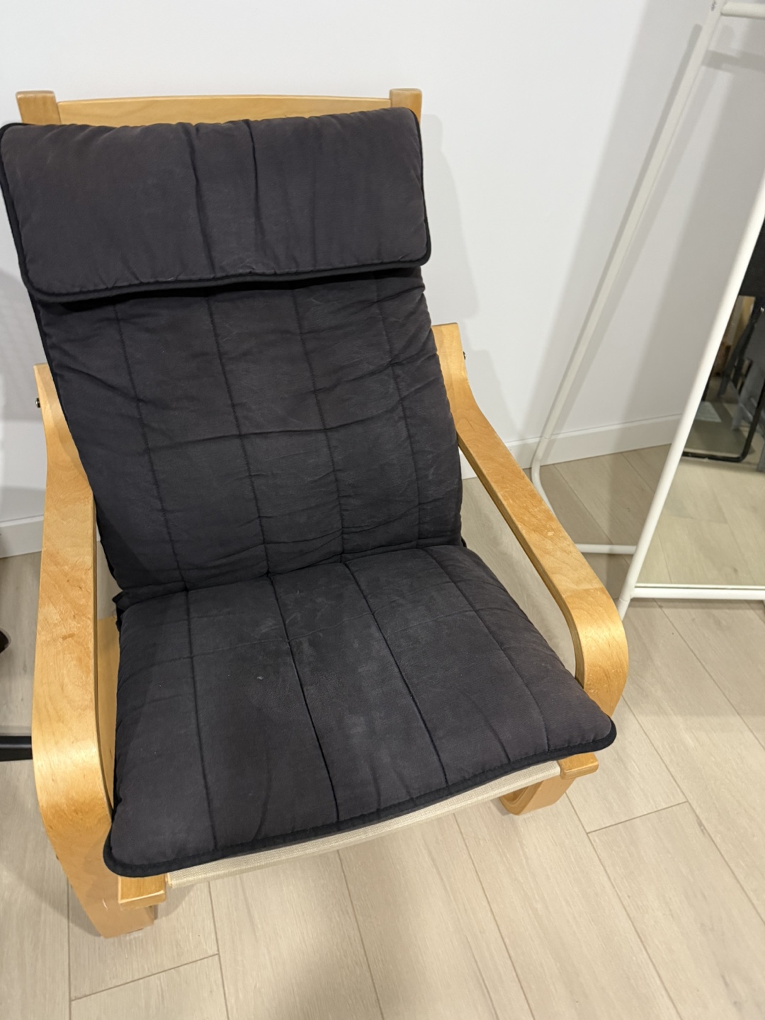 IKEA STRANDMON Wing Chair with Black Cushion