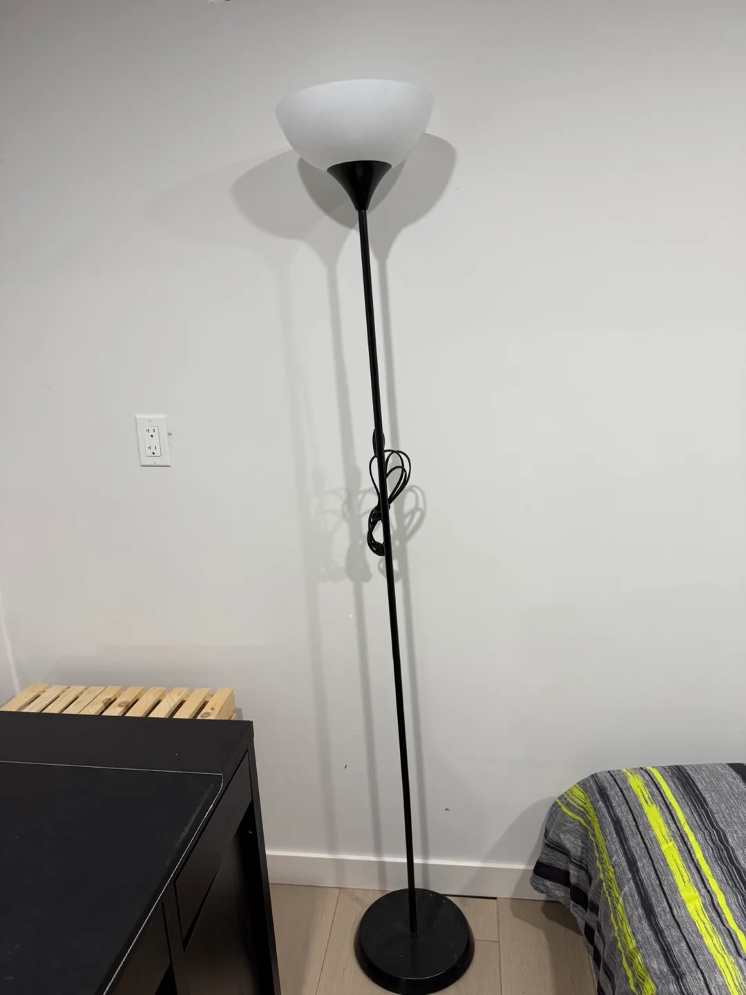 Black Floor Lamp with Frosted Glass Shade image indicator(2)