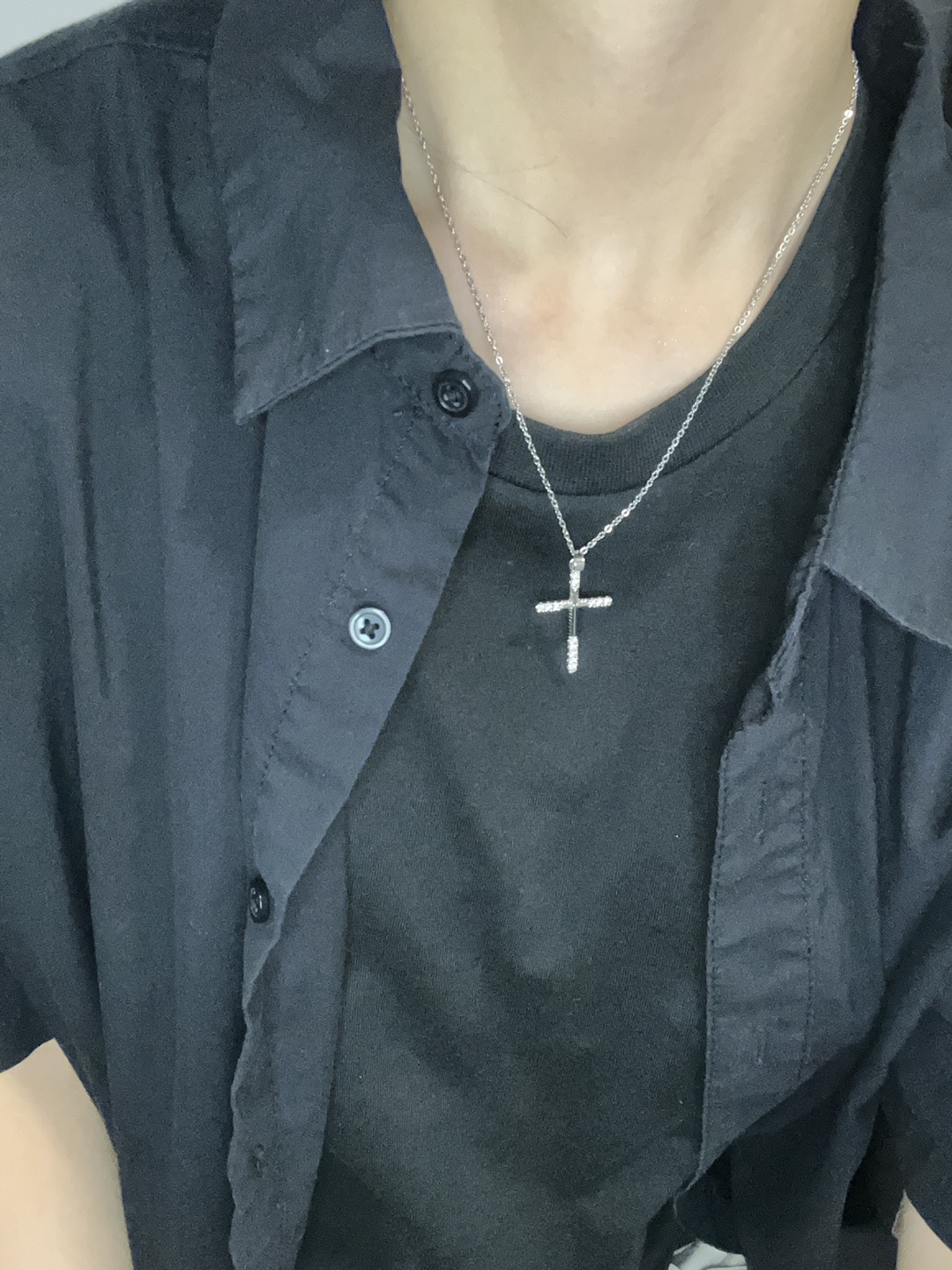 Silver Cross Necklace with Cubic Zirconia - photo 2