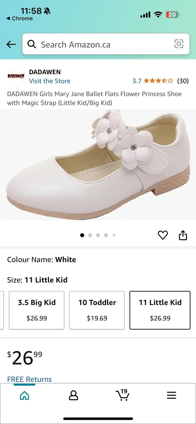 DADAWEN Girls White Mary Jane Ballet Flats Size 11 Little Kid image indicator(3)