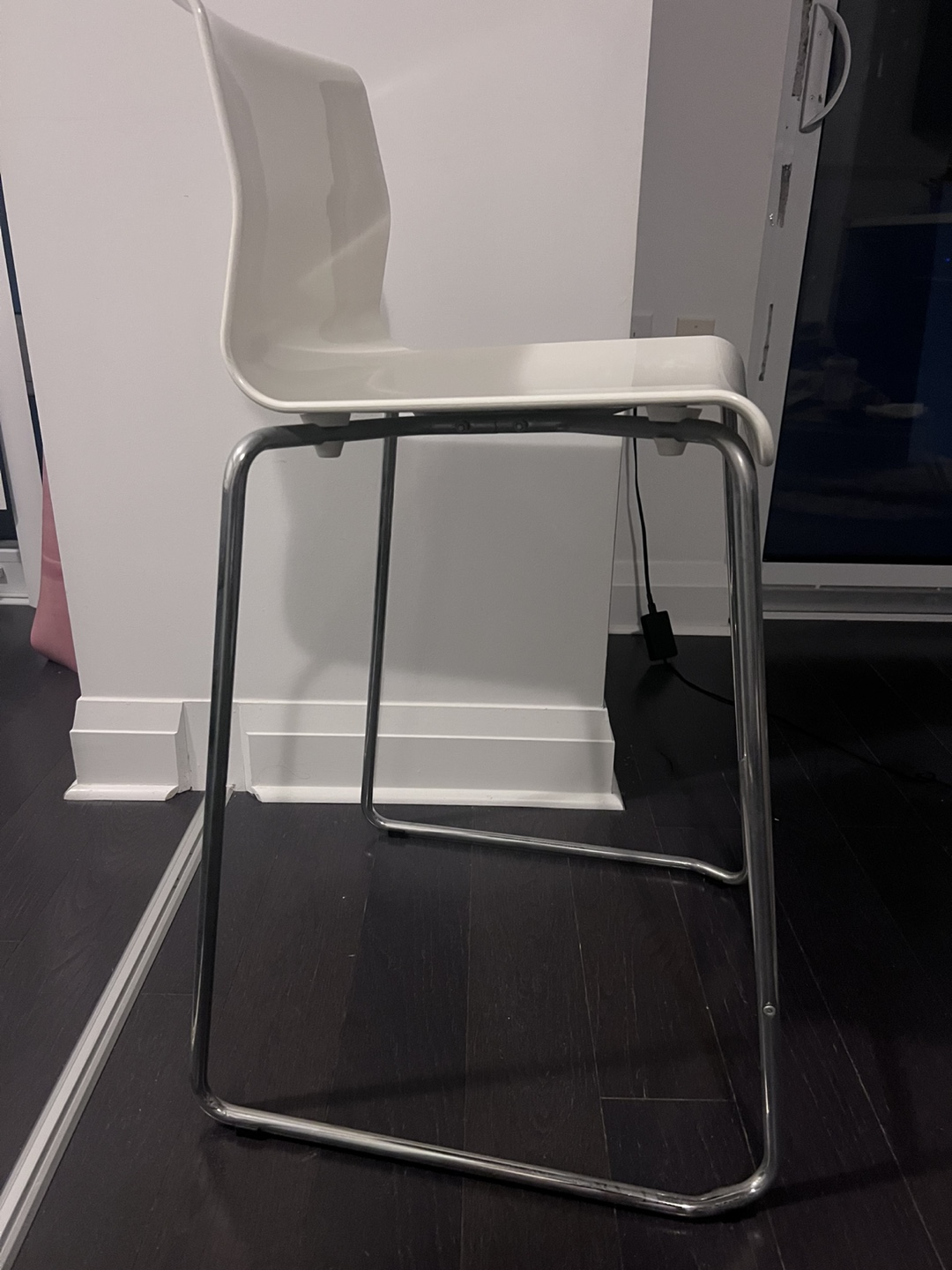 White Counter Stool with Chrome Legs - photo 2