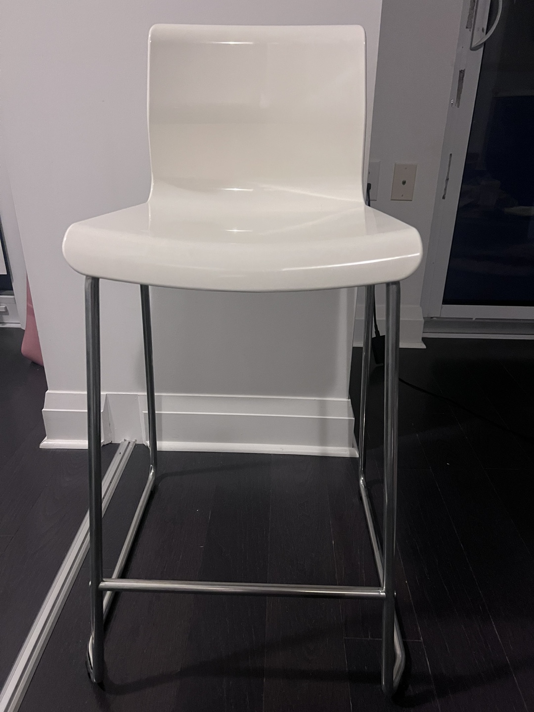 White Counter Stool with Chrome Legs
