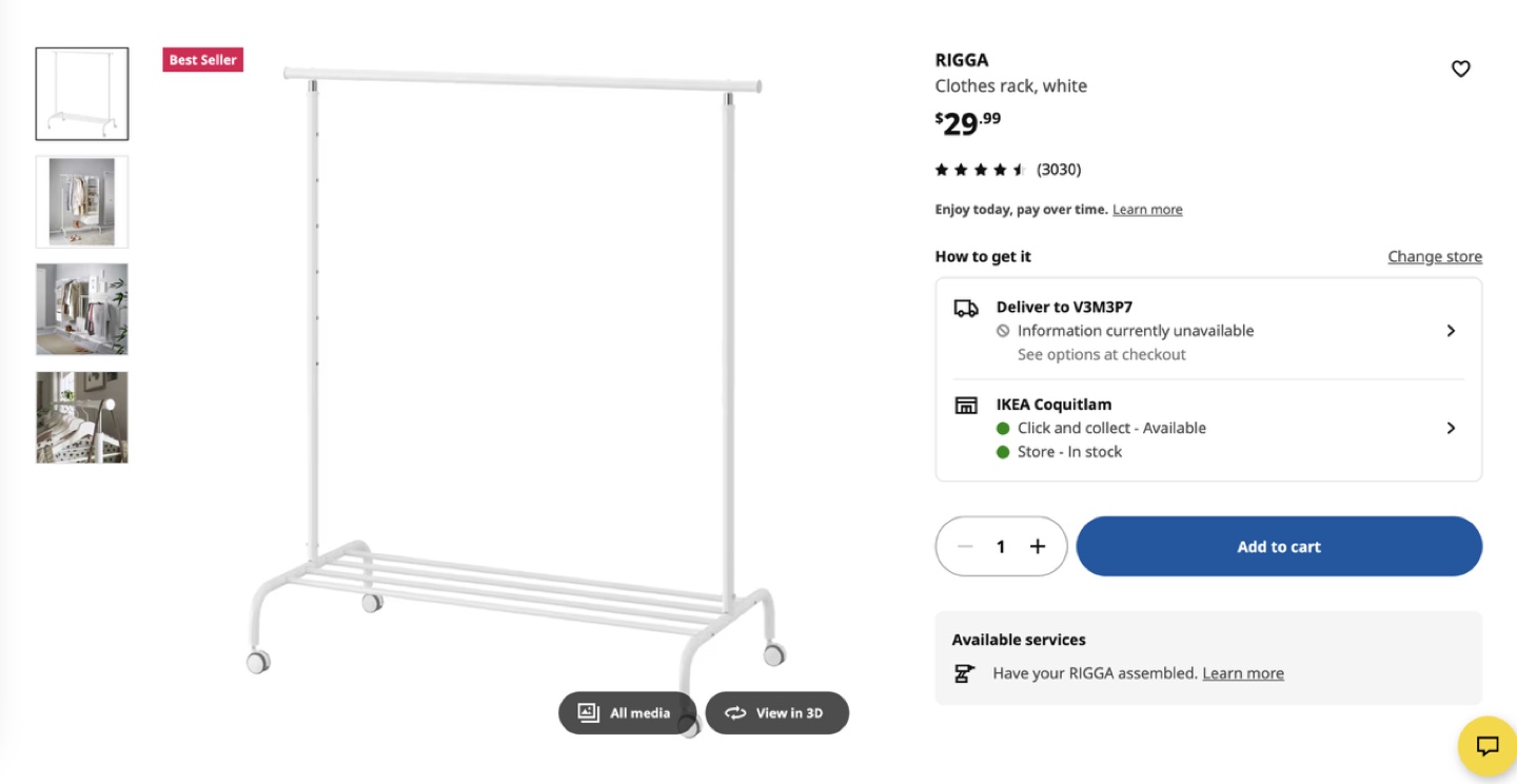 IKEA RIGGA Clothes Rack - White - photo 2