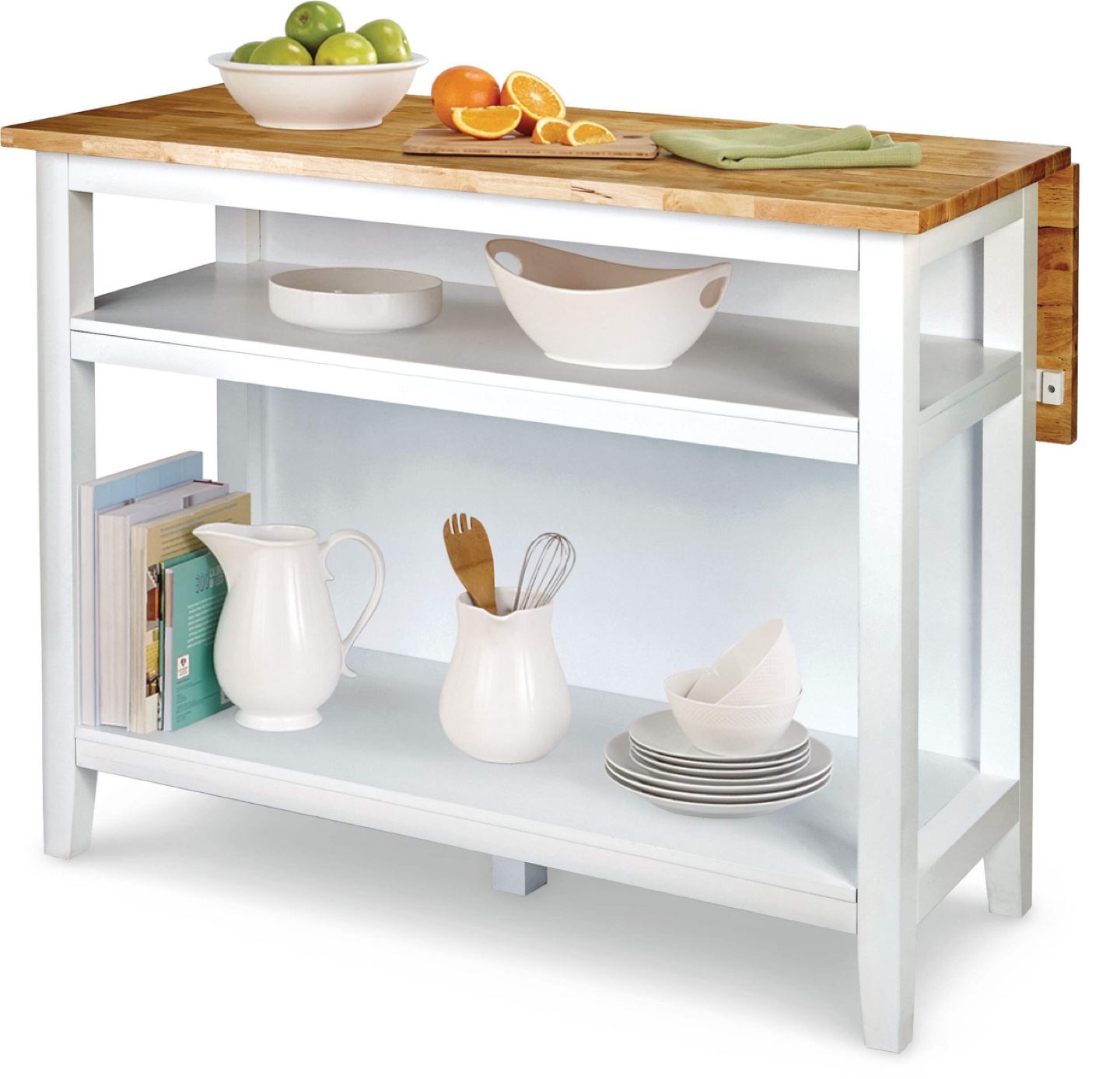 White Kitchen Island with Butcher Block Top