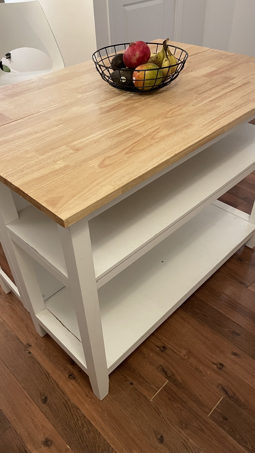 White Kitchen Island with Butcher Block Top - photo 2