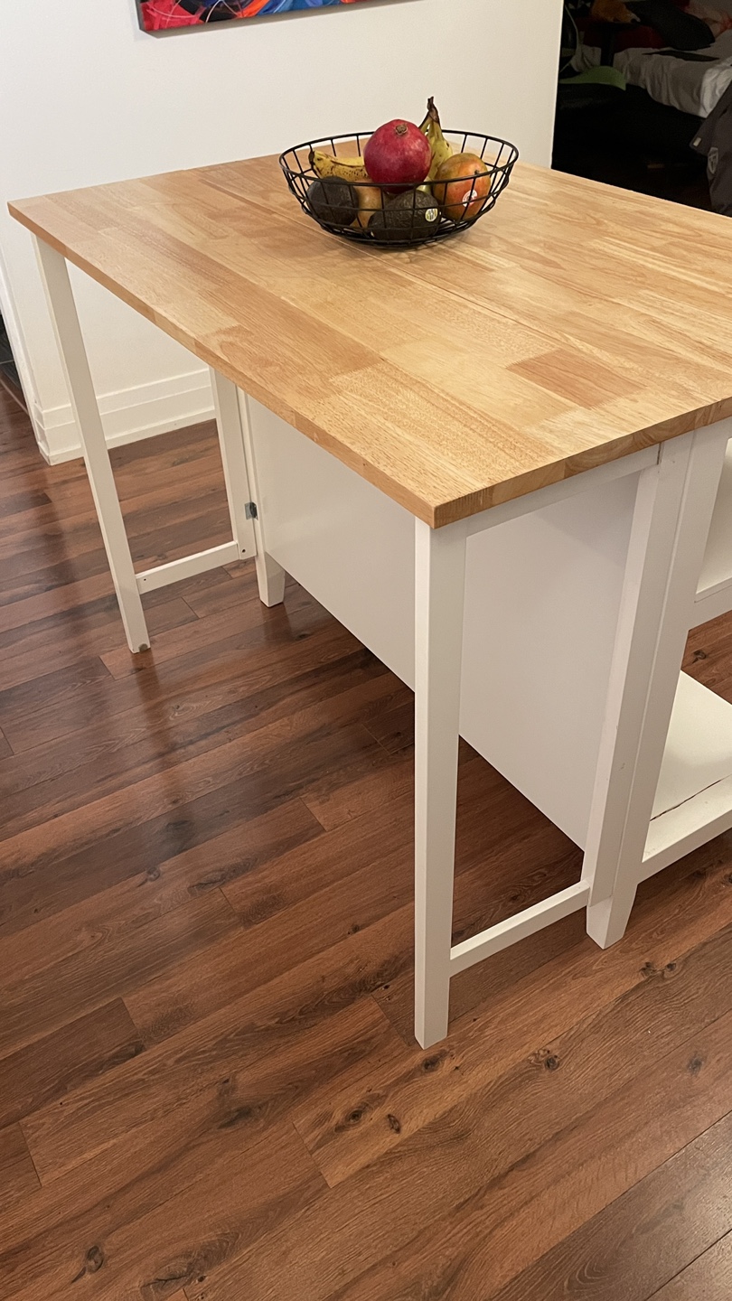 White Kitchen Island with Butcher Block Top - photo 5