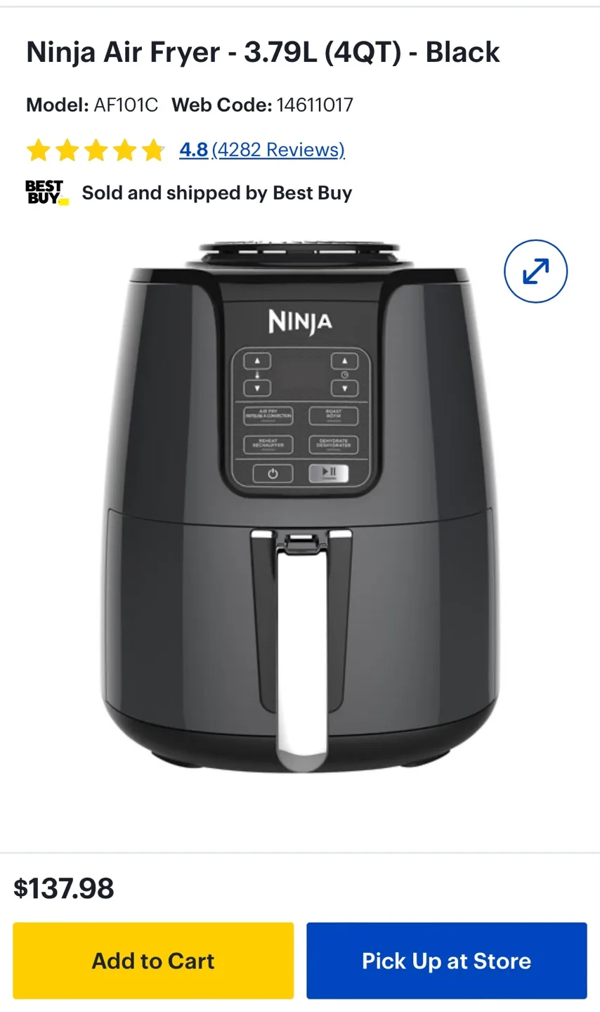 [BRAND NEW] Ninja Air Fryer - 4QT - Black image indicator(4)