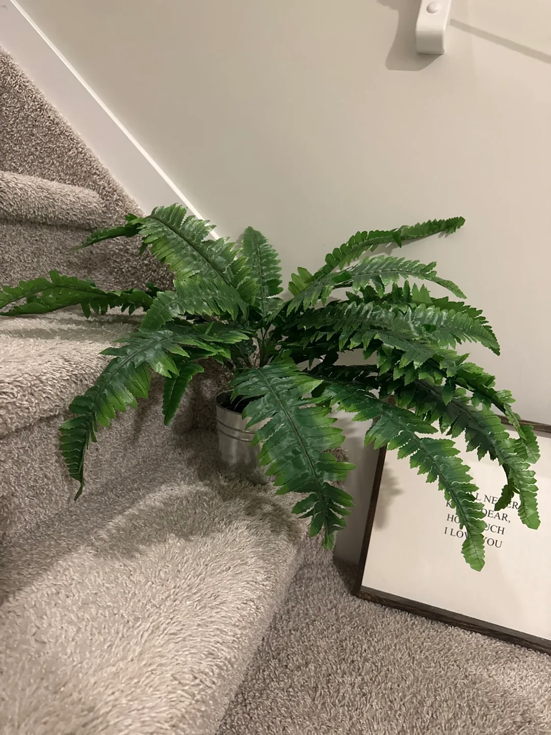 Artificial Fern Plant in Galvanized Metal Pot thumbnail