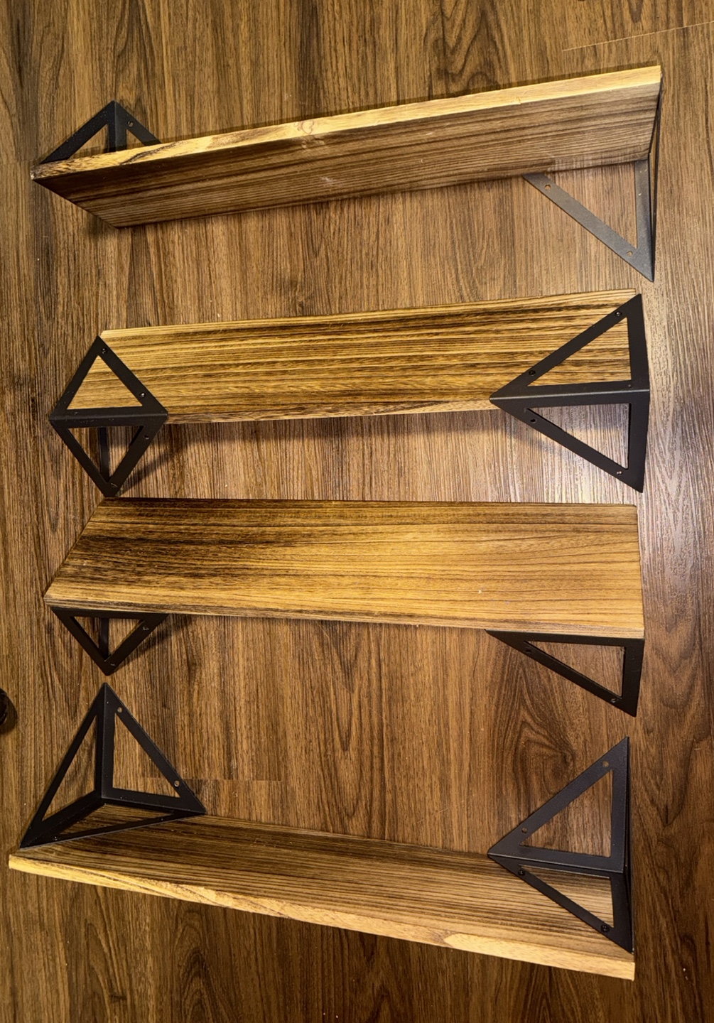 Set of Four Wooden Floating Shelves
