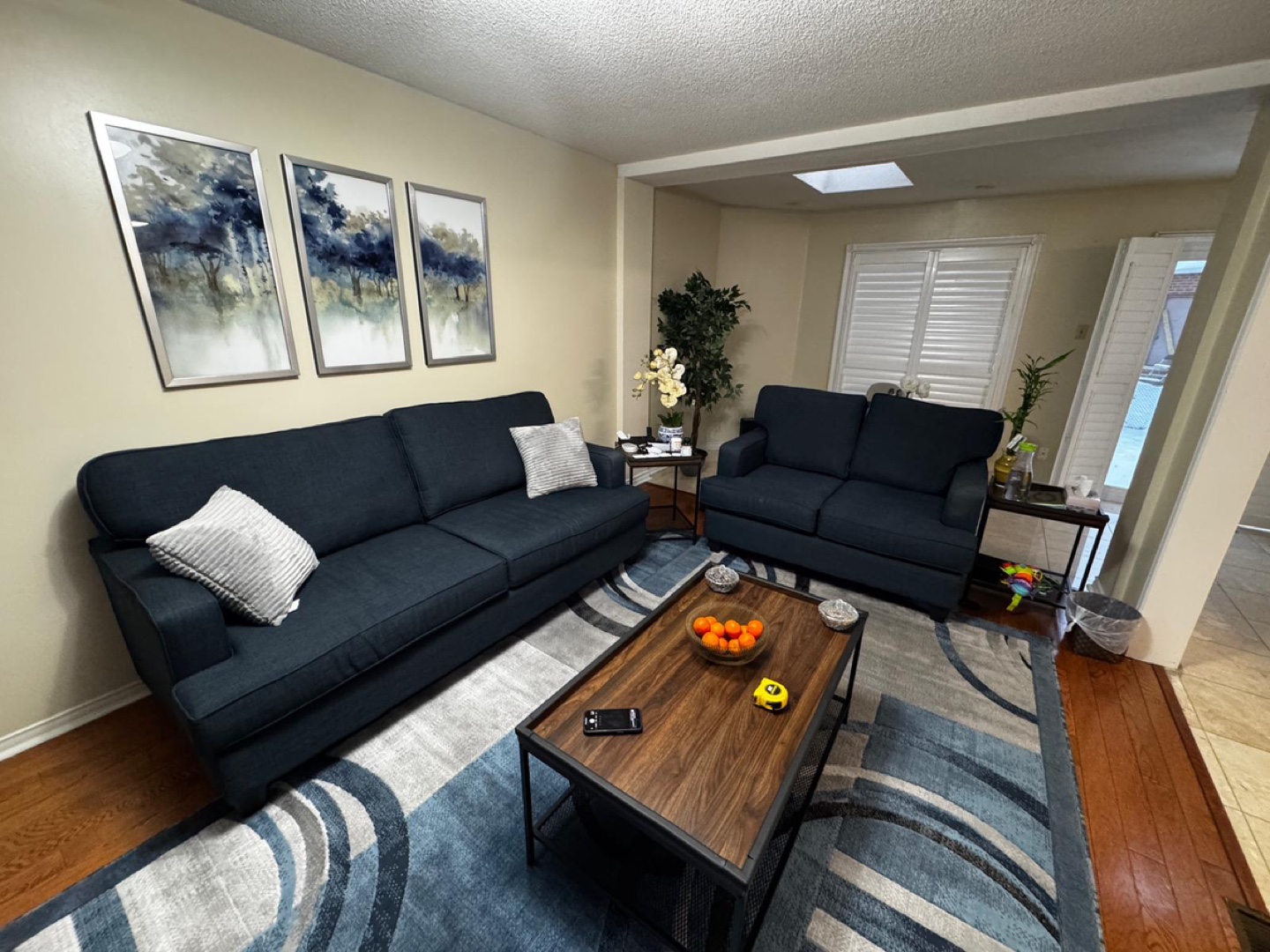 Dark Blue Sofa and Loveseat Set