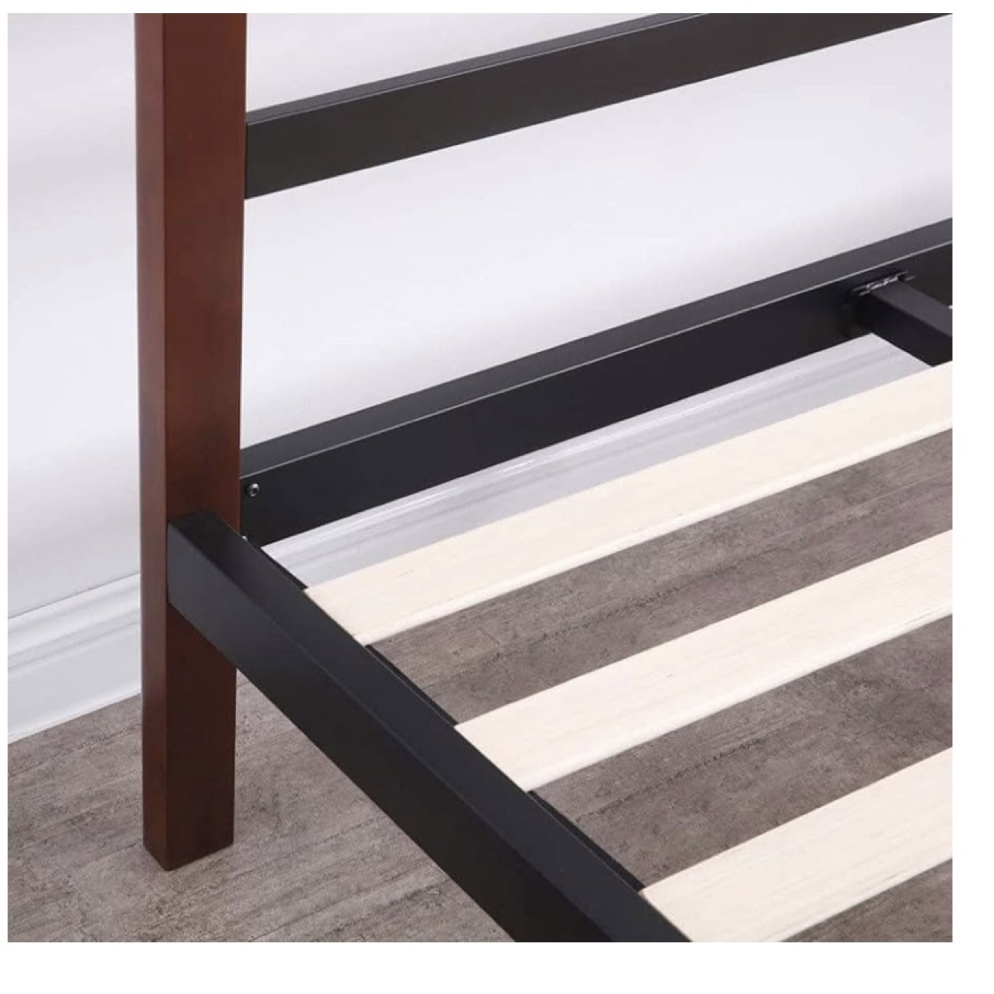 Full Size Metal Platform Bed Frame with Wooden Legs - photo 3
