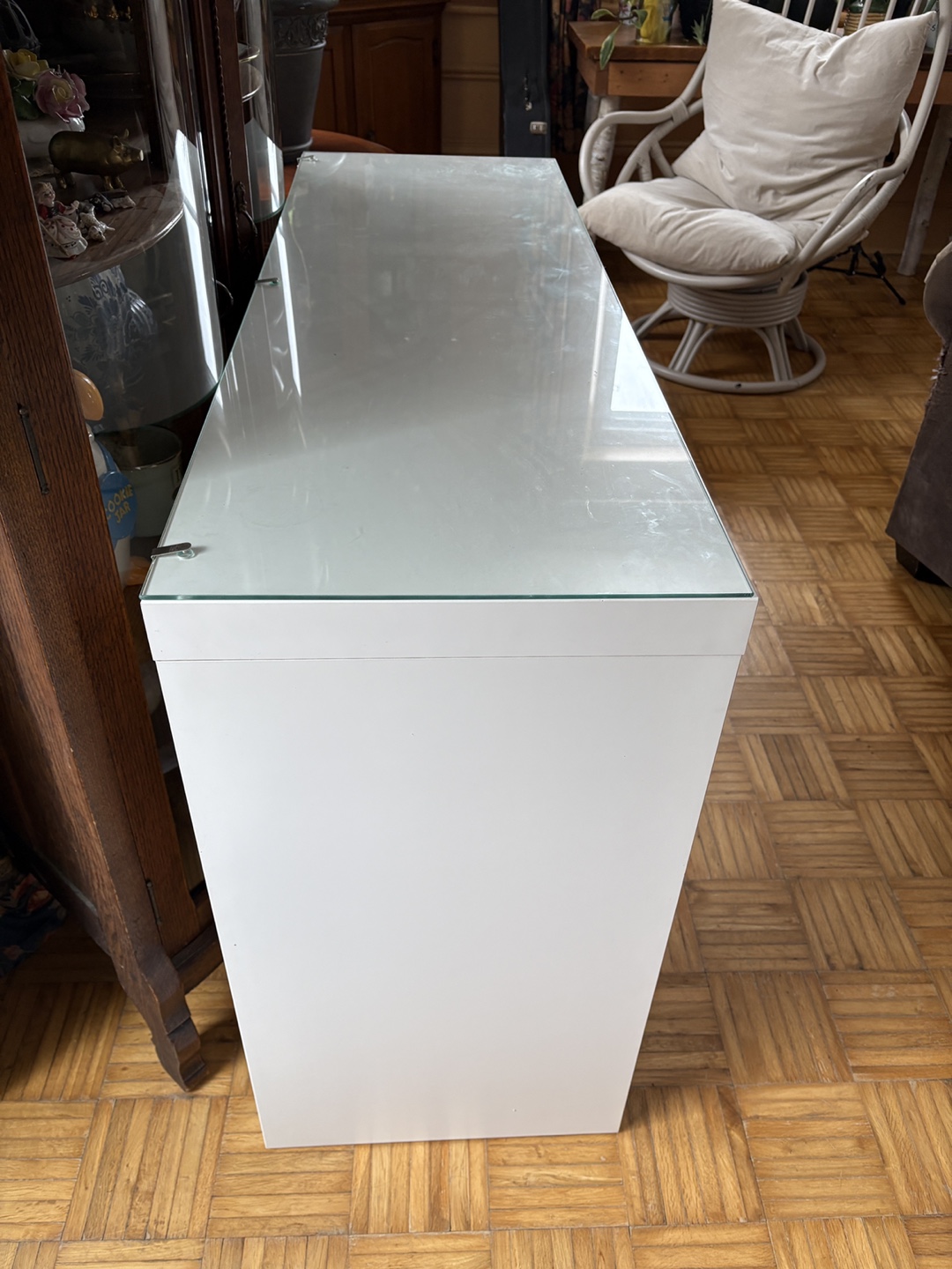 IKEA Malm Dressing Table Desk White Glass Top - photo 2
