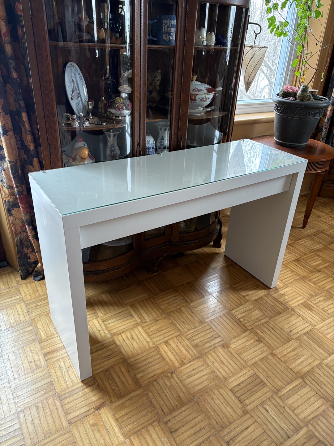 IKEA Malm Dressing Table Desk White Glass Top