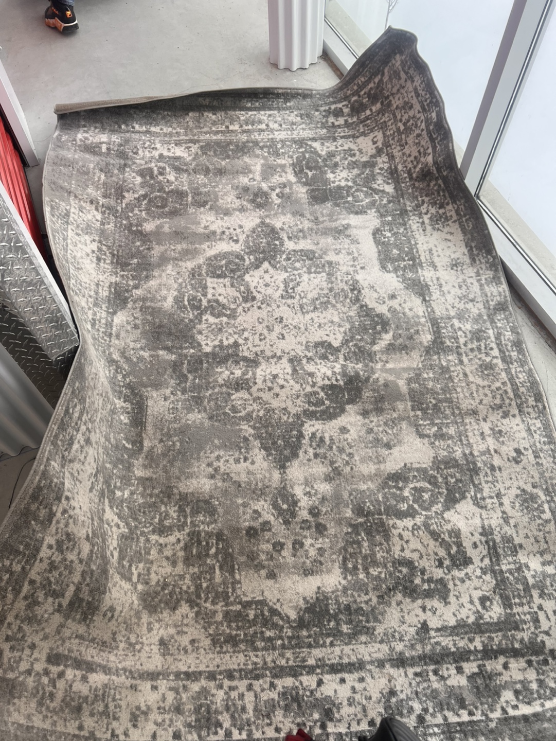 Large Grey and Beige Area Rug