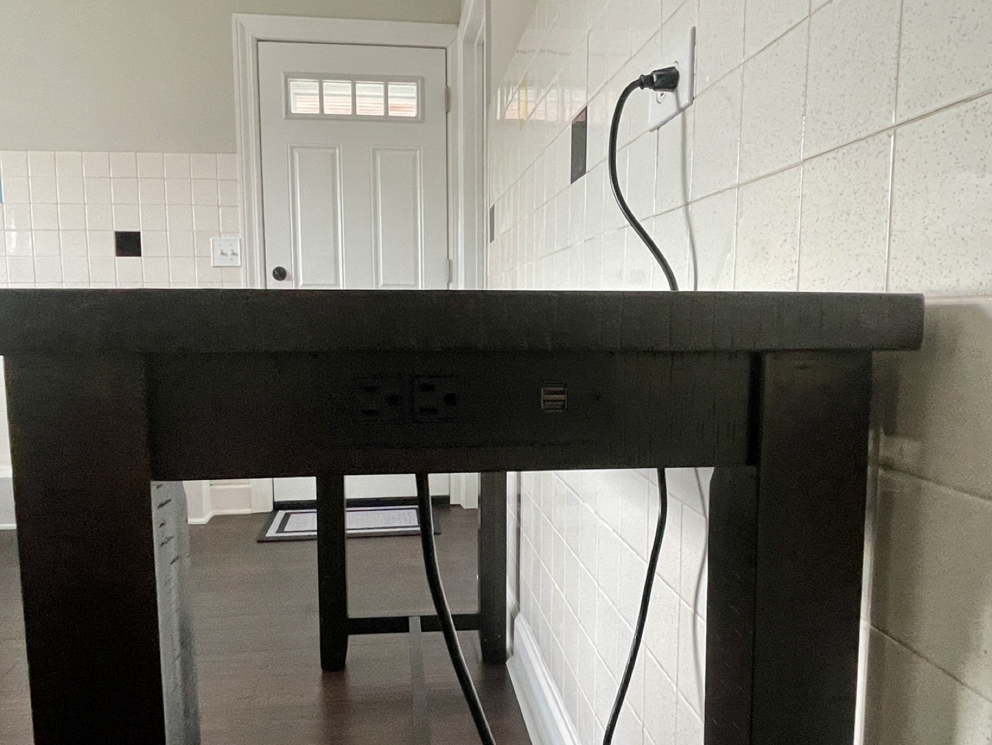 Dark Brown Console Table with Built-in Outlets - photo 3
