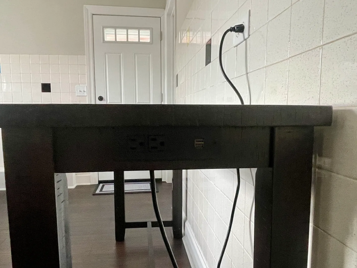 Dark Brown Console Table with Built-in Outlets image indicator(3)