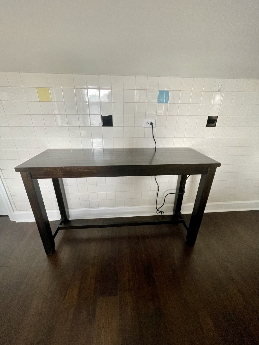 Dark Brown Console Table with Built-in Outlets