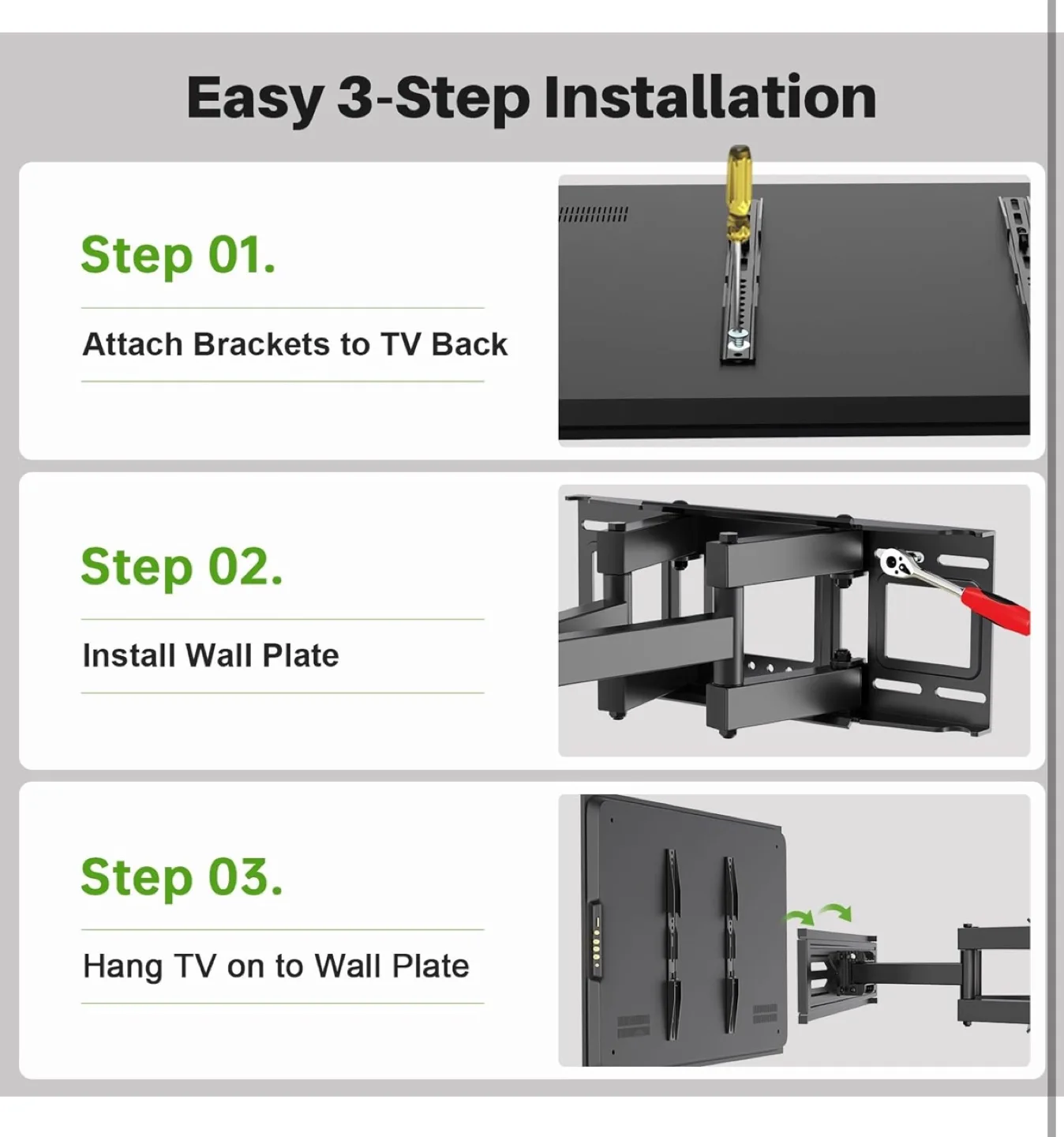 New Full-Motion TV Wall Mount Bracket for 32-65 inch Screens image indicator(6)