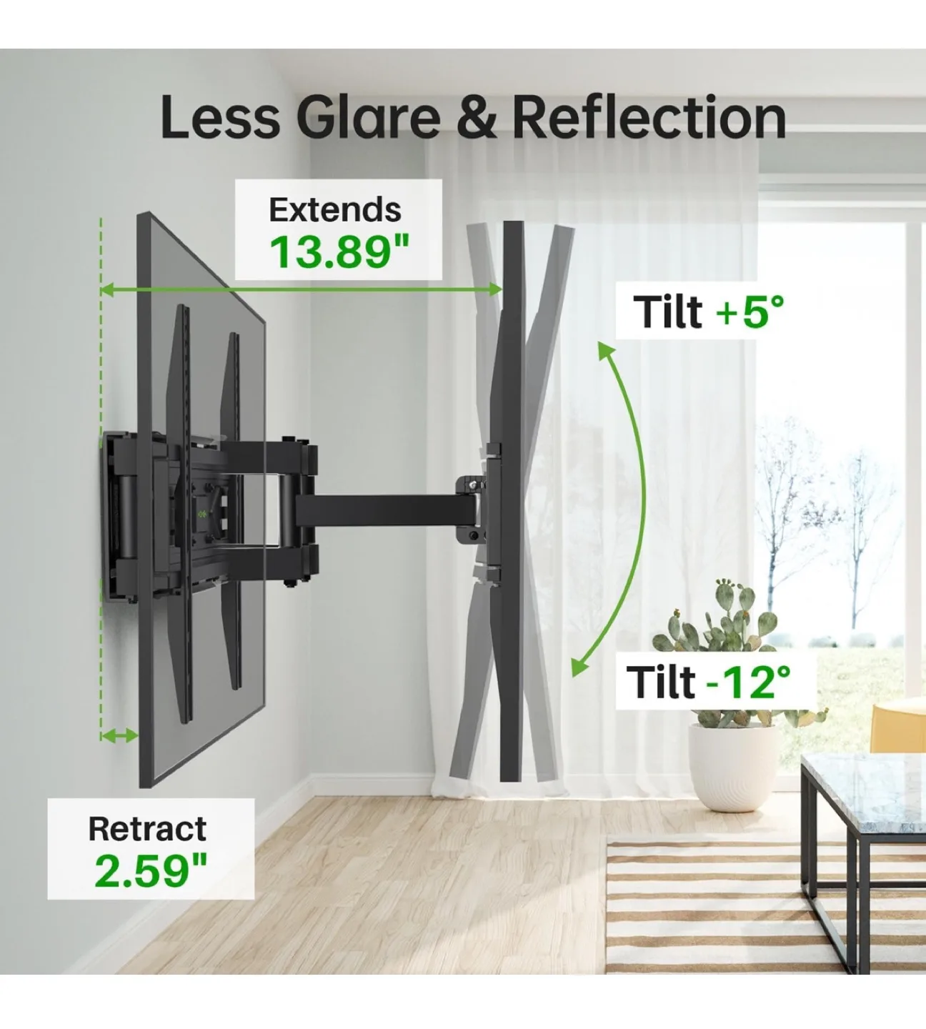 New Full-Motion TV Wall Mount Bracket for 32-65 inch Screens image indicator(5)