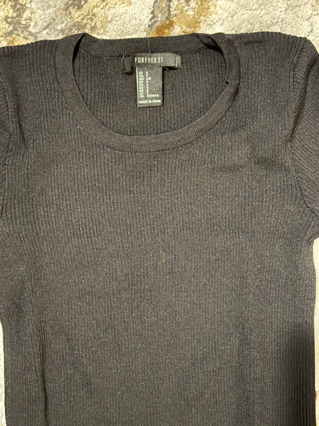 Forever 21 Black Ribbed Midi Dress image indicator(2)