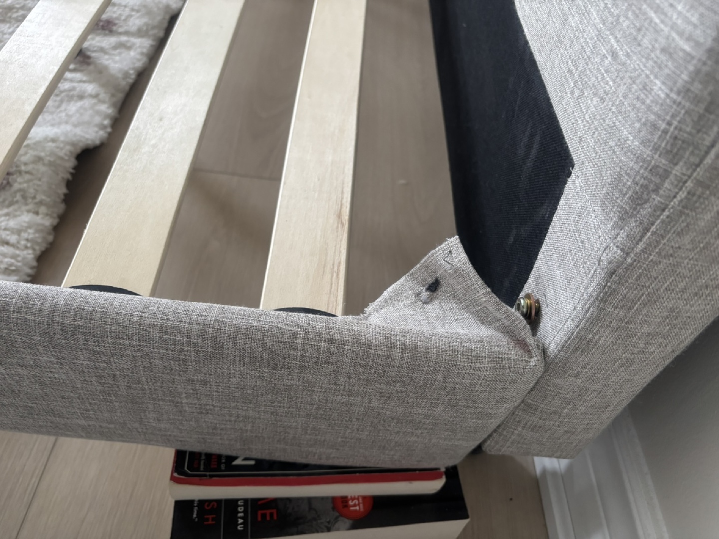 King Size Upholstered Bed Frame - Grey Linen