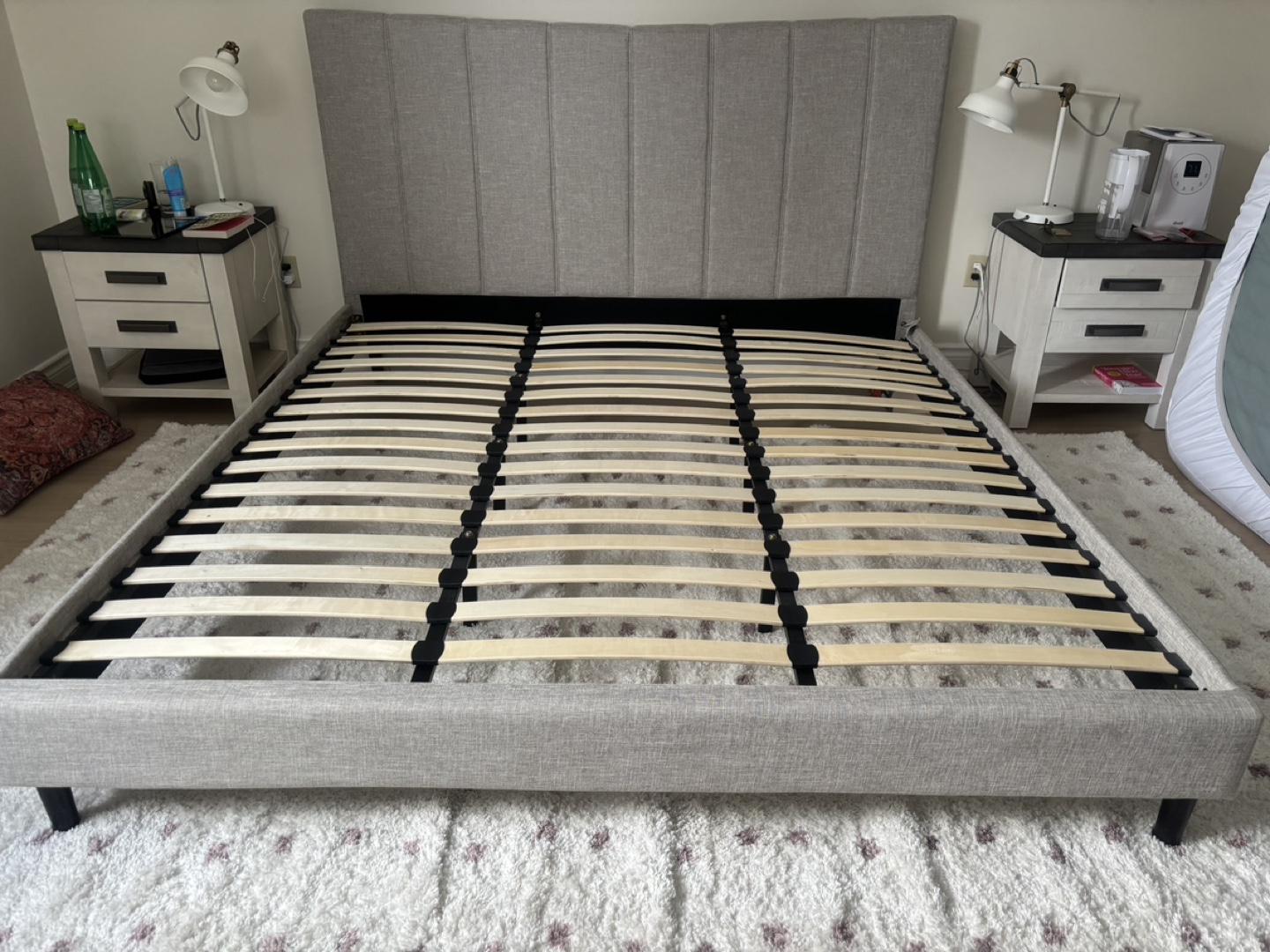 King Size Upholstered Bed Frame - Grey Linen - photo 4
