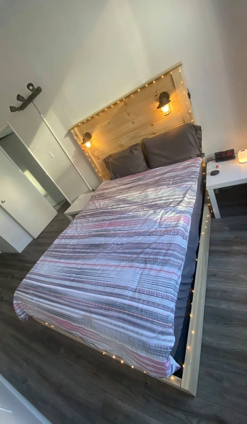 Queen Size Platform Bed with Headboard and Integrated Lighting thumbnail