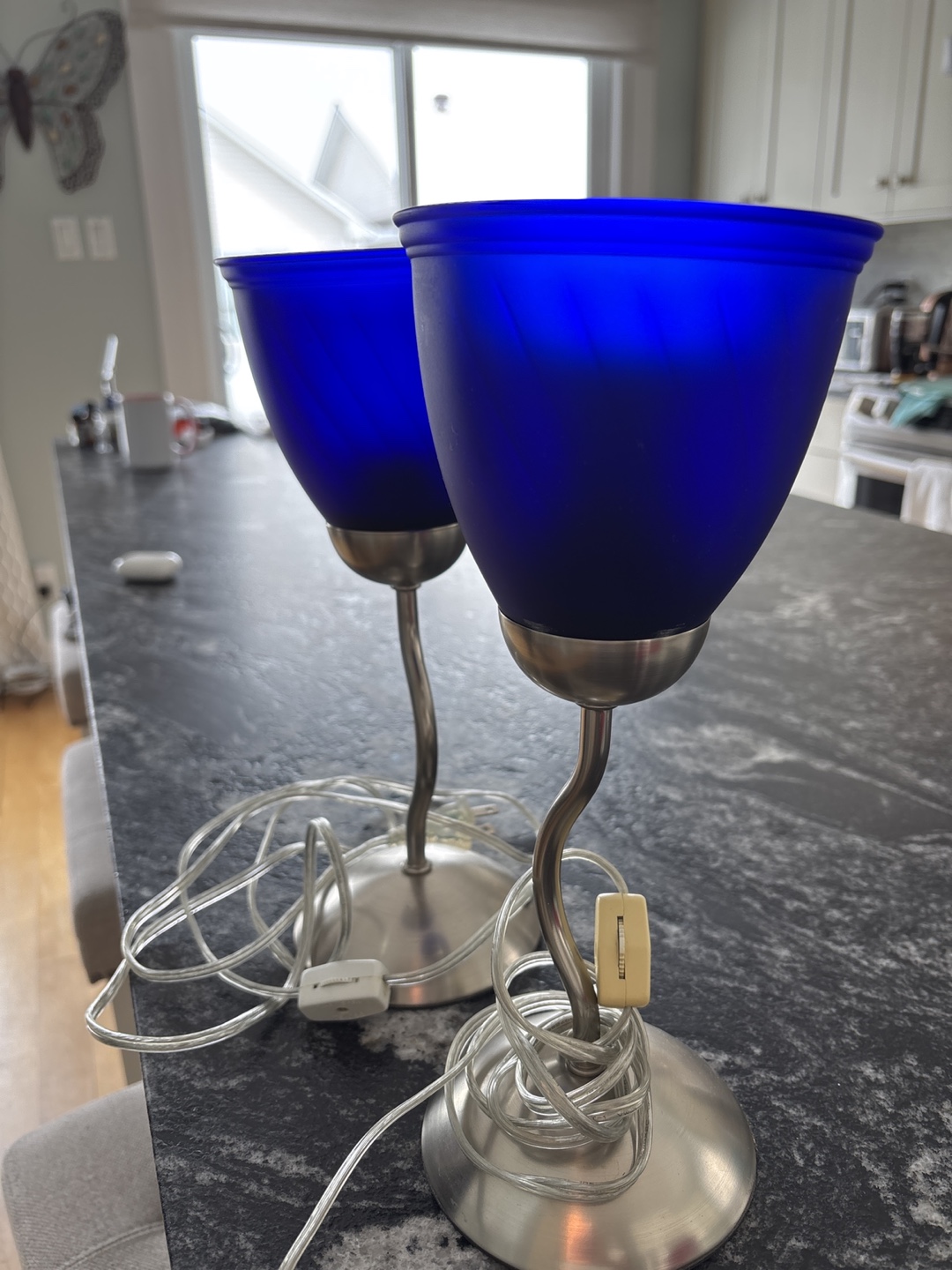 Pair of Cobalt Blue Glass Table Lamps