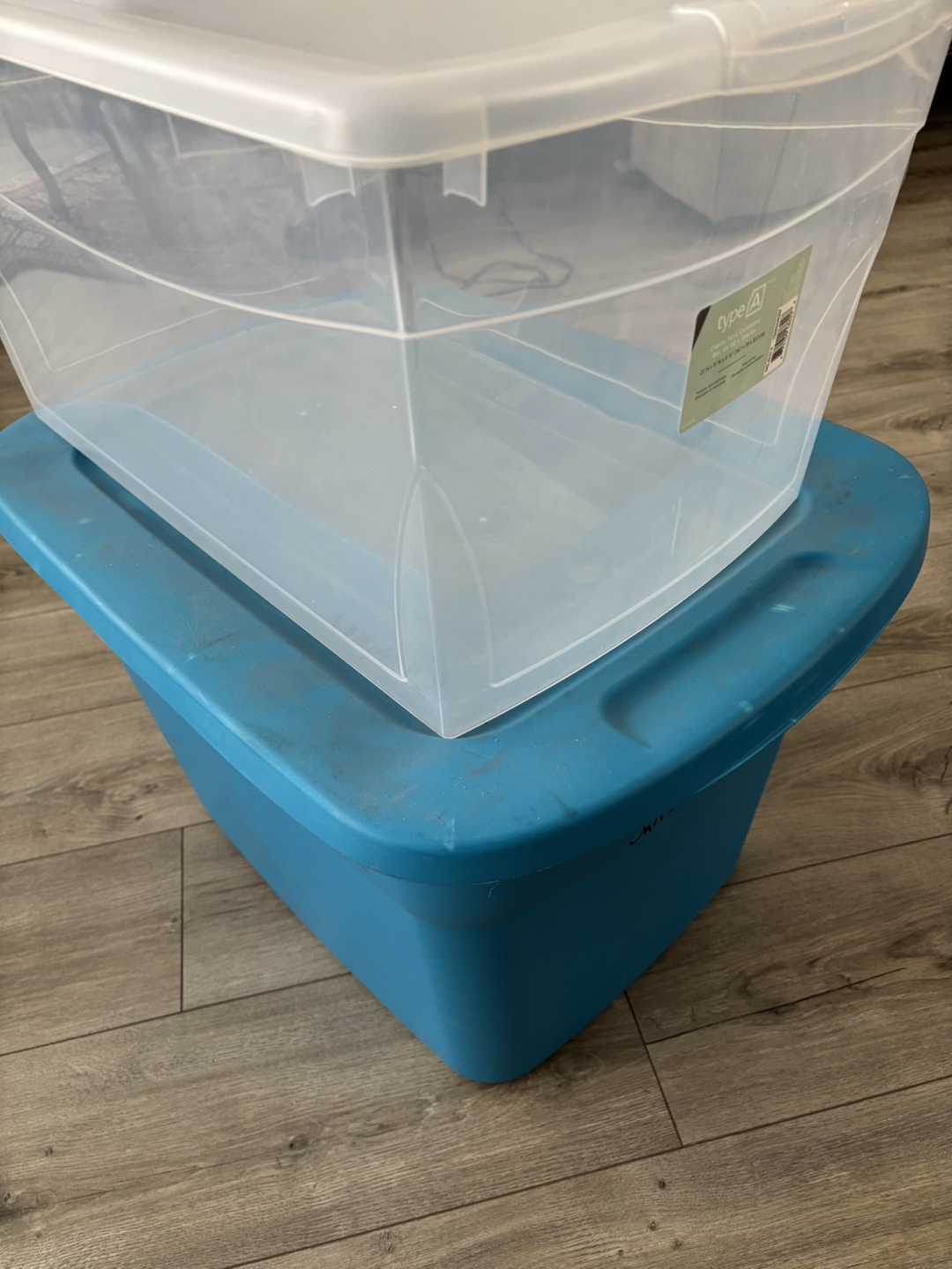 Two Storage Bins - One Clear, One Blue - photo 2