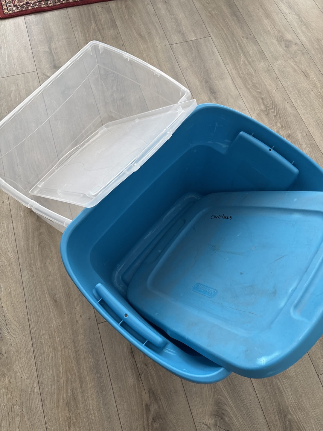 Two Storage Bins - One Clear, One Blue - photo 3