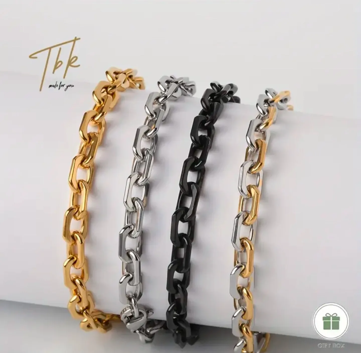 TBK &CO 18K Gold and Titanium Steel chain  Bracelet image indicator(5)