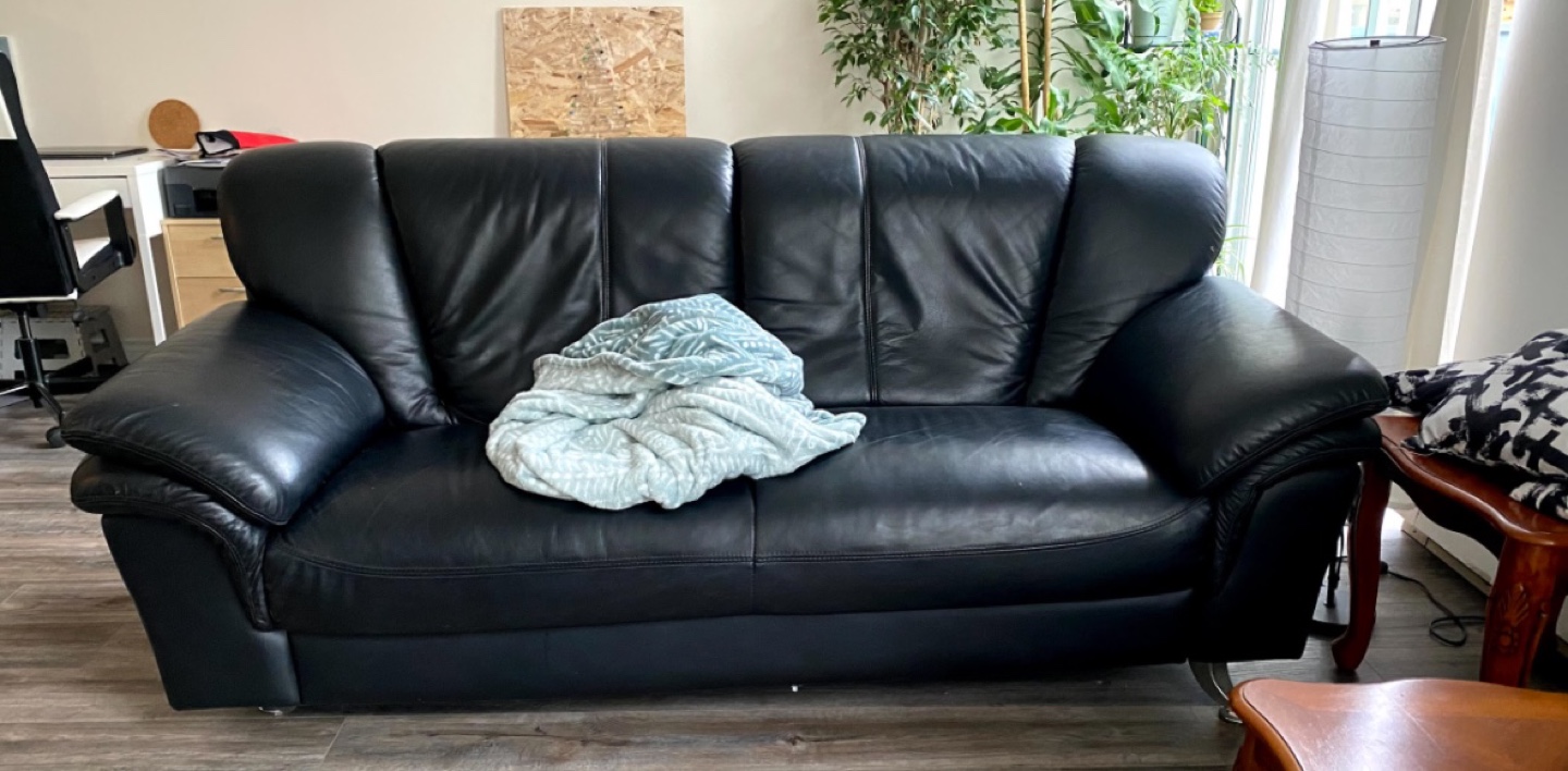 Black Leather Sofa - photo 5
