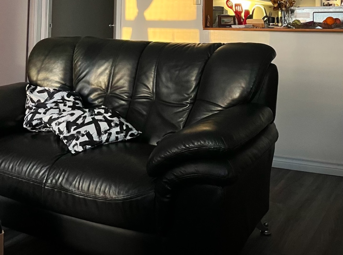 Black Leather Sofa - photo 2