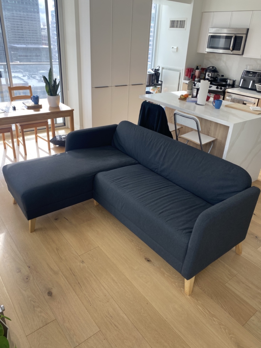 IKEA Linanas Dark Grey L-Shaped Sectional Sofa - photo 2