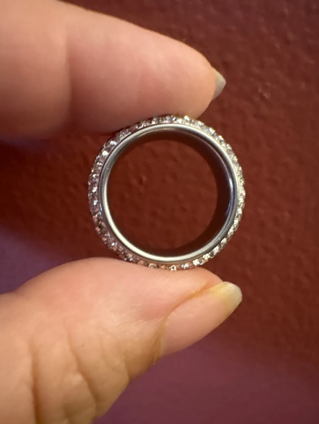 Sparkling 14K Gold silver Titanium Steel CZ Ring image indicator(4)