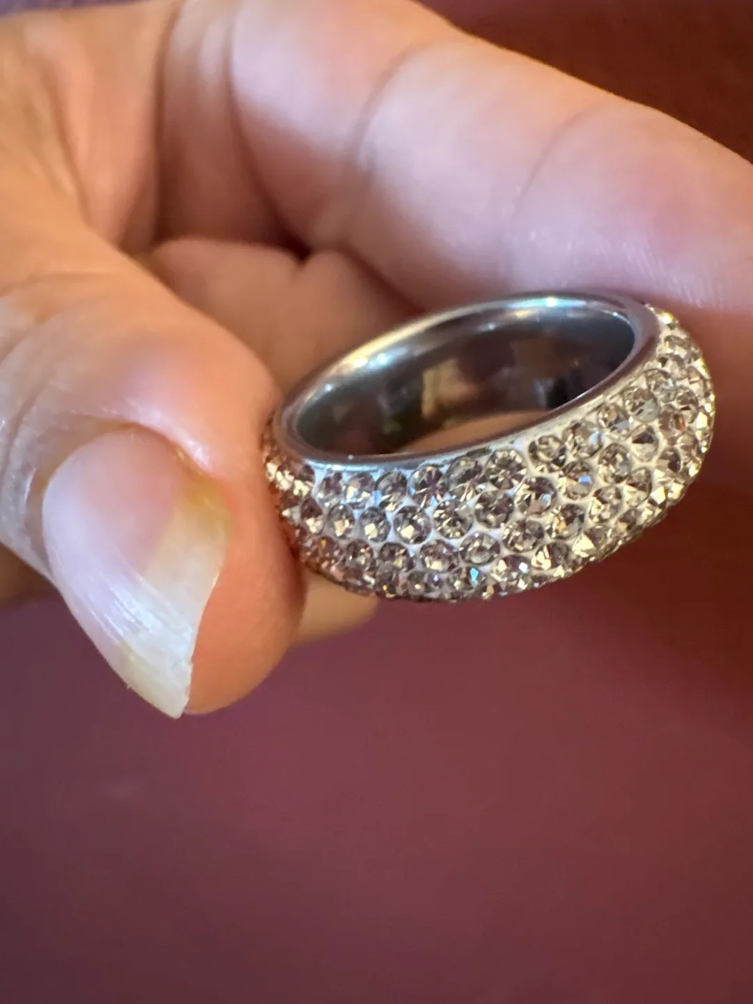 Sparkling 14K Gold silver Titanium Steel CZ Ring image indicator(5)