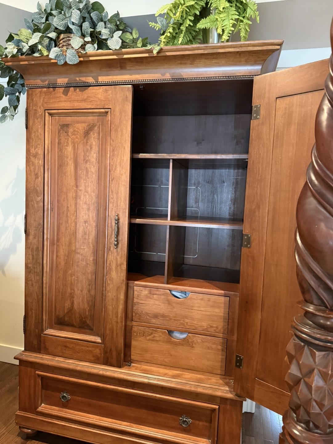 Solid Wood Armoire with Drawers - photo 3