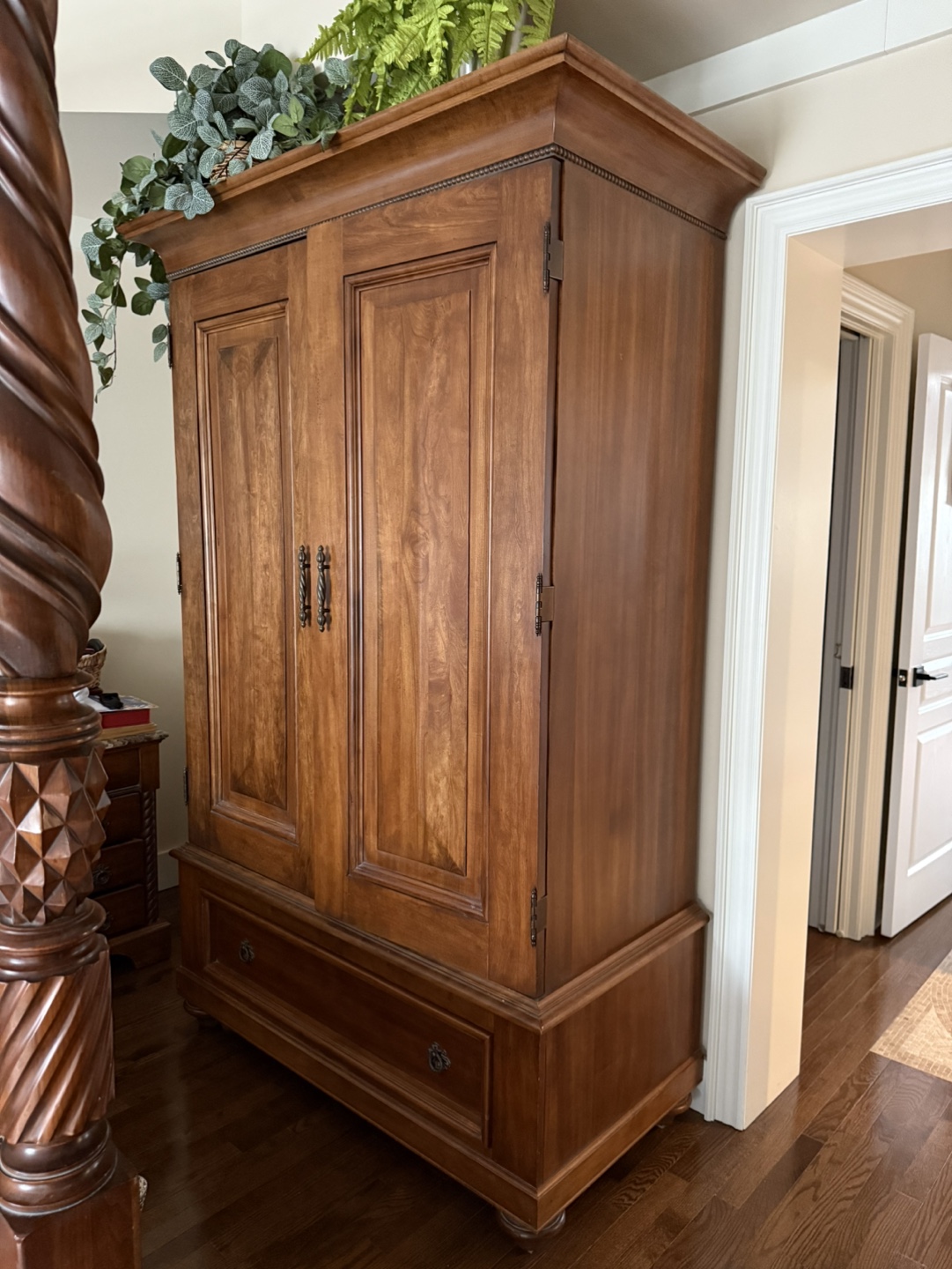 Solid Wood Armoire with Drawers