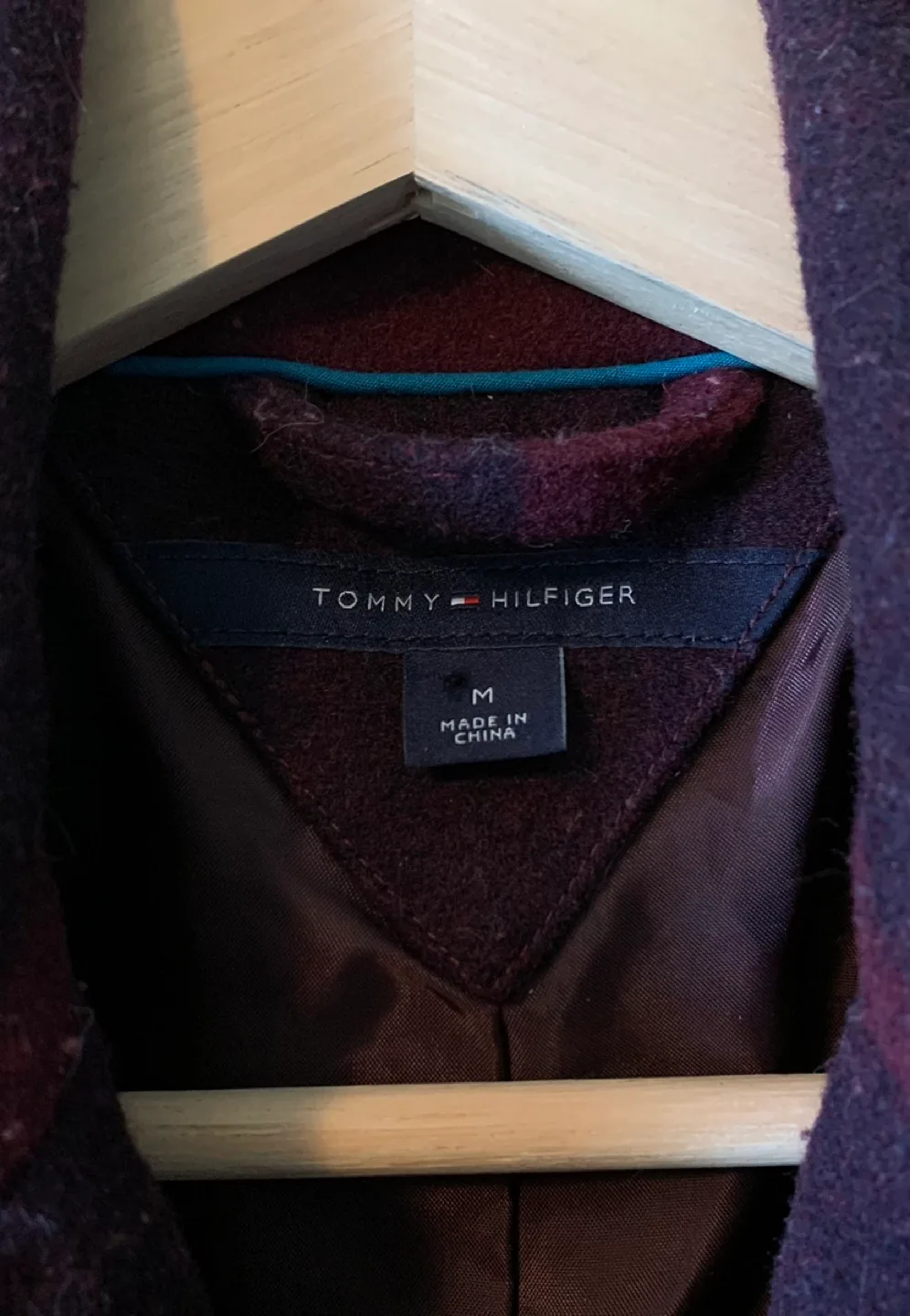 Tommy Hilfiger Burgundy Red Wool Striped Coat image indicator(3)