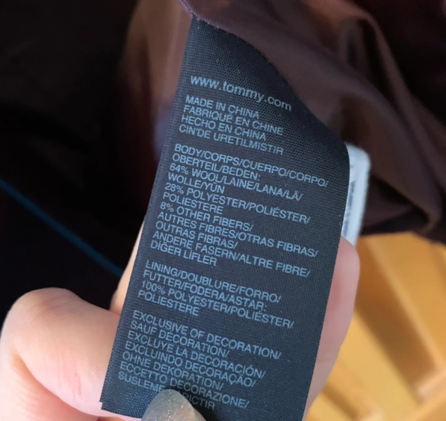 Tommy Hilfiger Burgundy Red Wool Striped Coat image indicator(5)