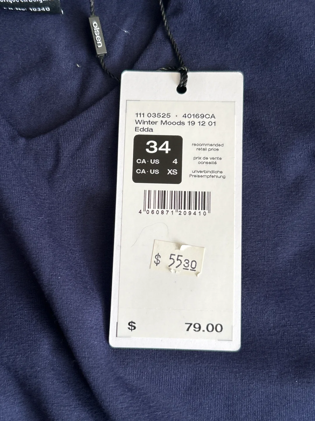 Olsen Blue Edda V-Neck 3/4 Shirt - Brand New image indicator(4)