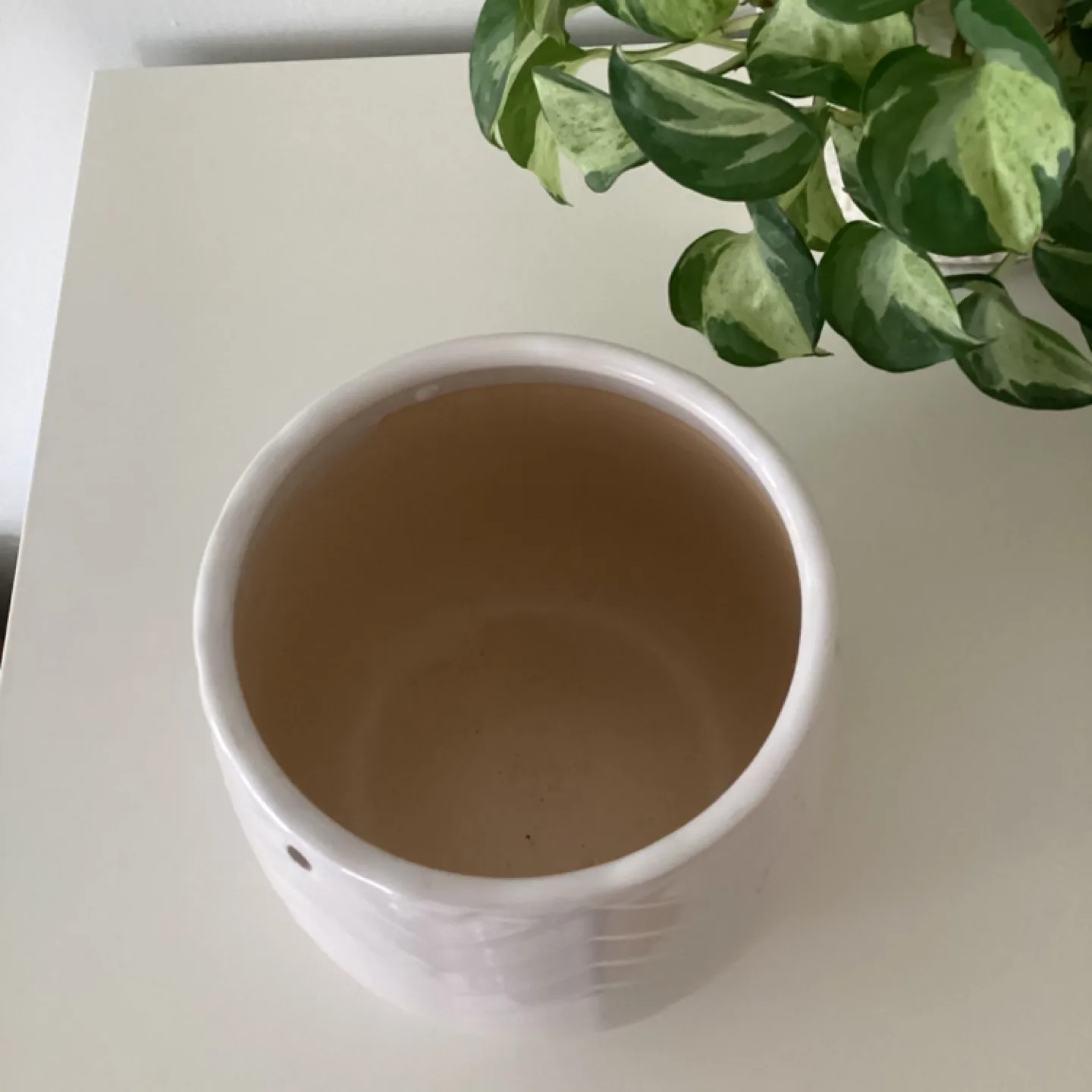 White Ceramic Planter with Chevron Pattern 🏈 image indicator(3)