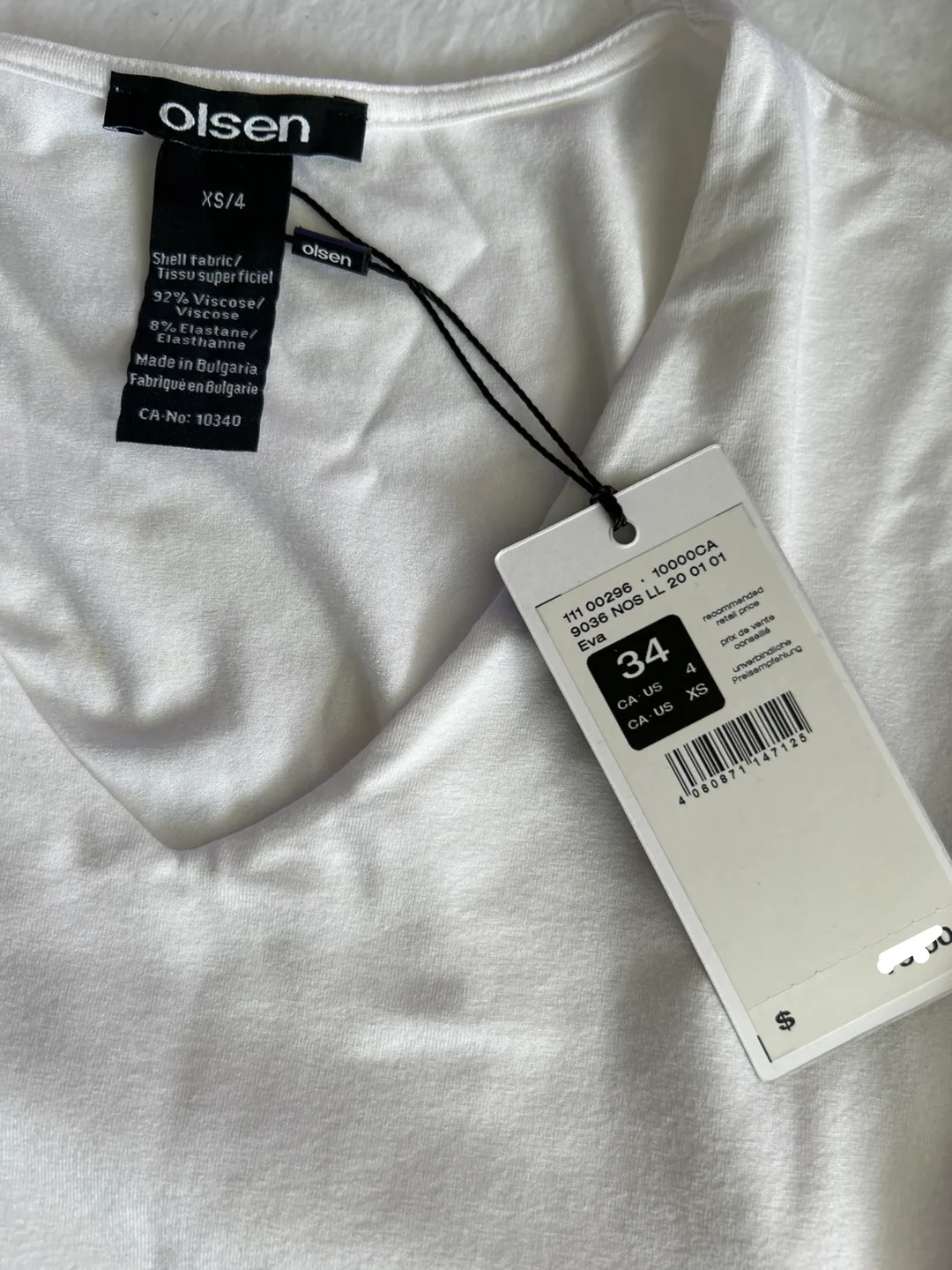 Olsen White V-Neck 3/4 Shirt- Brand New image indicator(2)