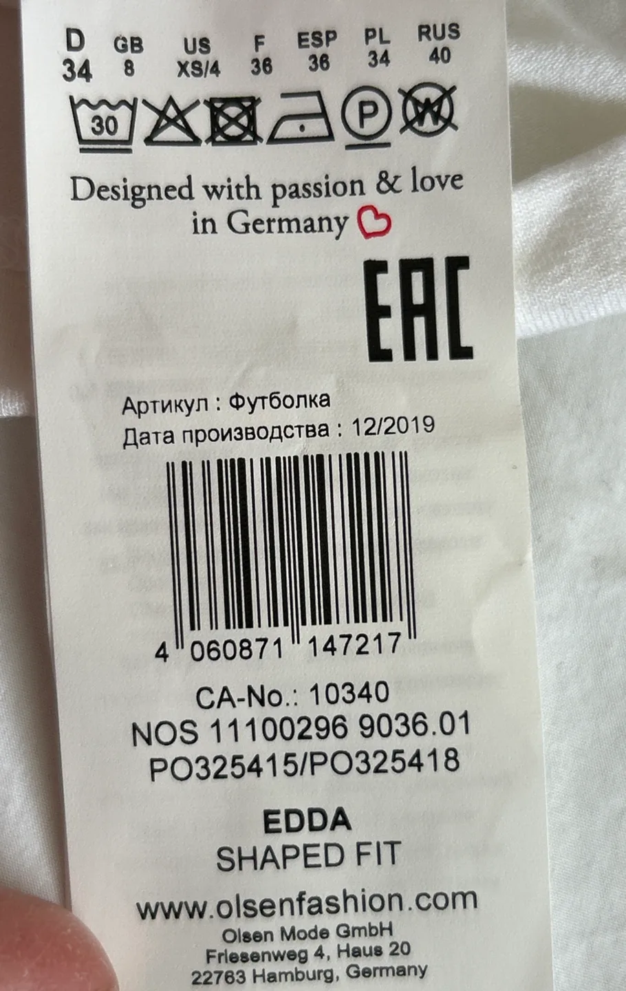 Olsen White V-Neck 3/4 Shirt- Brand New image indicator(4)