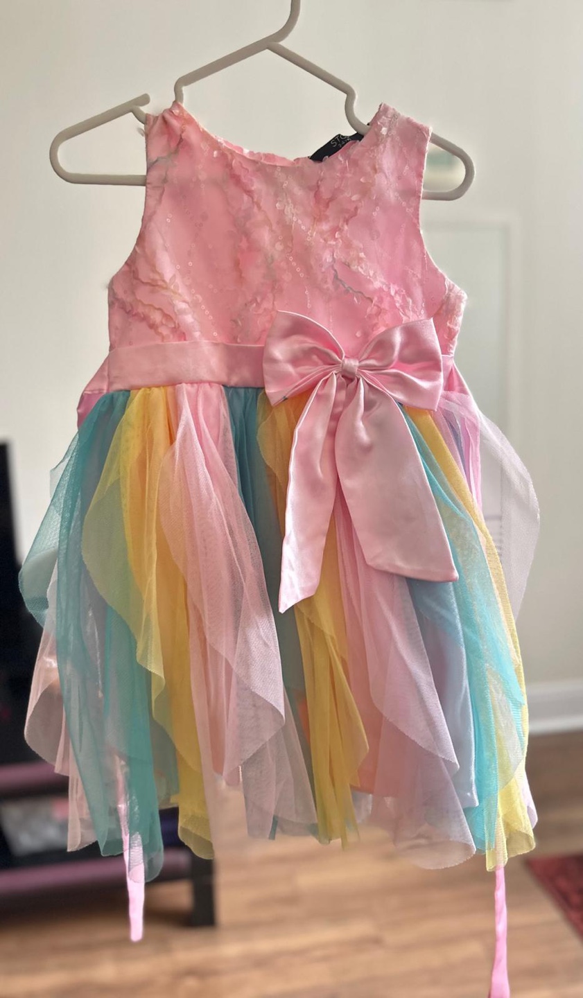 Adorable Pink Rainbow Tulle Girls' Dress