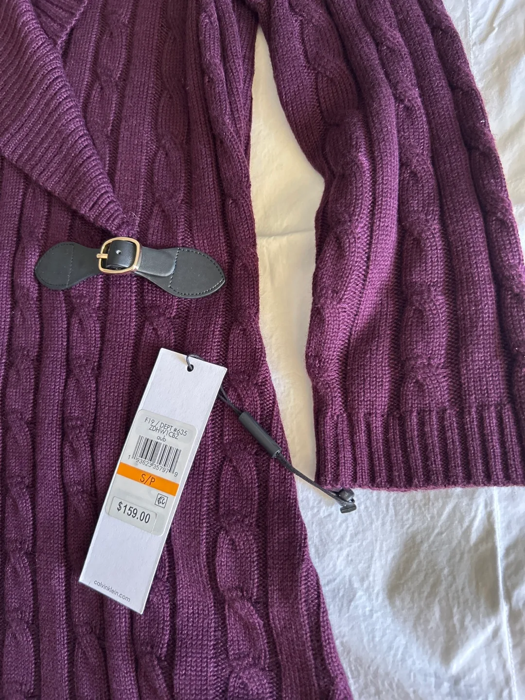 Calvin Klein Women's Deep Purple Cable Knit Sweater Dress image indicator(3)