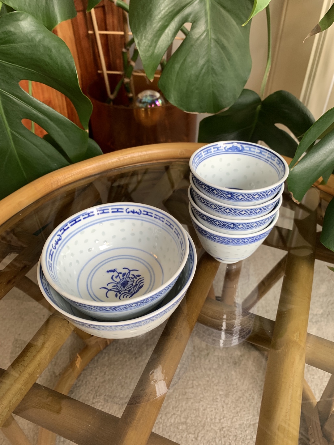 Matching bowls and cups