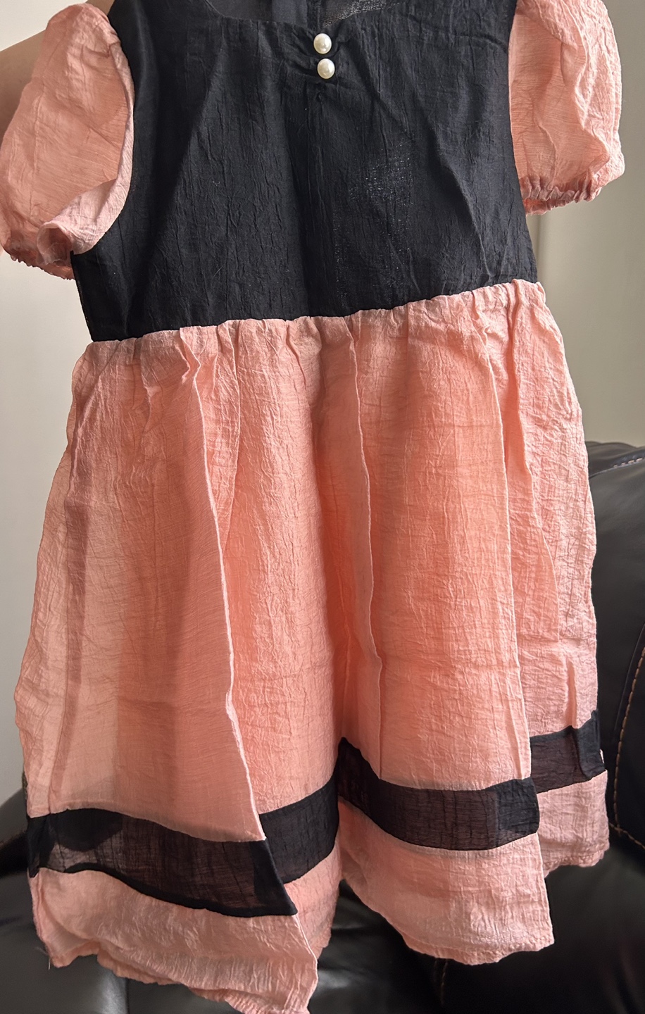Girls' Peach and Black Dress