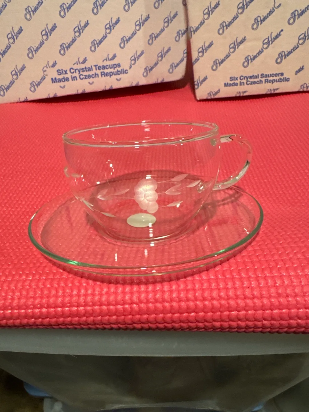Princess House Crystal Teacup and Saucer image indicator(2)